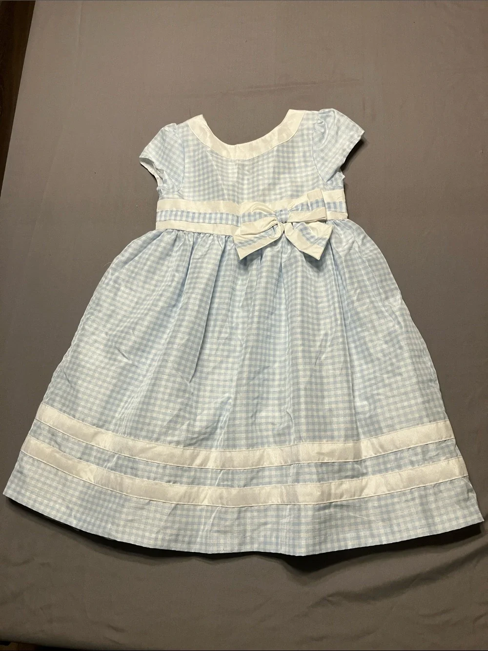 Gymboree Light Blue & White Gingham Bow-Front Party Dress